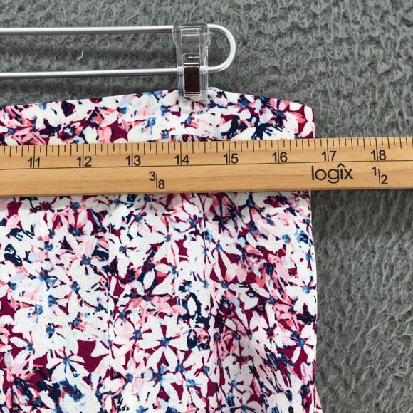 Banana Republic Skirt Womens Large Pink Floral Midi A Line Slit Pull On Flowy - Picture 8 of 9